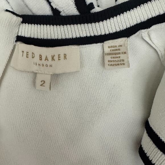 Ted Baker Eastyn Black White Striped Knit Dress Size 2 M Sleeveless - Picture 6 of 12